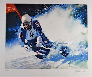 Aldo Luongo "Downhill Skier Number 4" Lithograph 1998