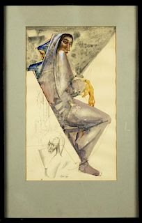 Michael Lenson (NJ,Russia,1903-1971) watercolor on paper