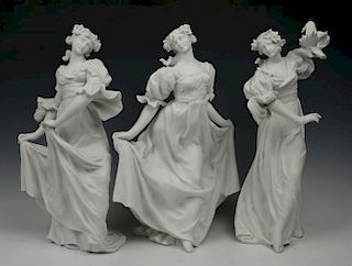 E. Quinter (France,19C) 3 parian porcelain figurines