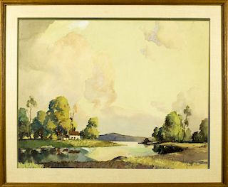 John Cuthbert Hare (MA,FL,1908-1978) watercolor on paper