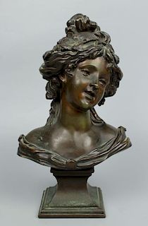19C French Bronze "Bust of Girl"