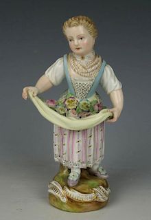 Meissen Kaendler Figurine "Girl with Flowers in Apron"