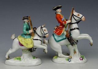 Meissen Kaendler Figurines "Hunter and Huntress on Horses"