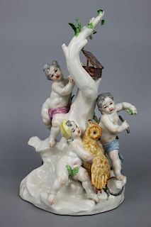 Antique Nymphenburg figurine "Cherubs Catching Birds"