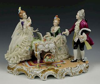 Unterweissbach Figurine "Two Women and Man with Piano"