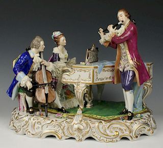 Dresden Volkstedt lace figurine "Musical Trio"
