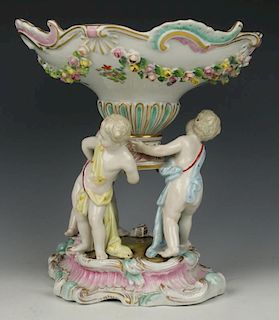 Dresden Volkstedt Compote with Three Cherubs