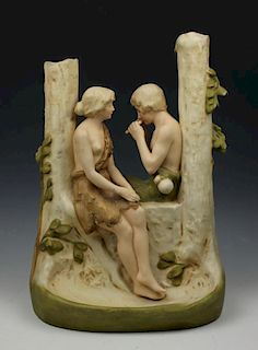 Royal Dux Figural Vase with Man and Woman