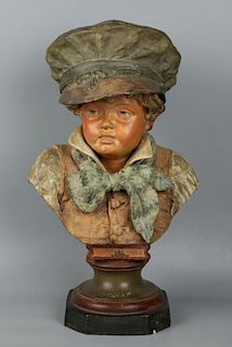 Antique Austrian terracotta figurine Bust of Boy