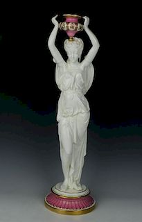 Antique large 21" Thomas Goode figurine "Woman with Vase"