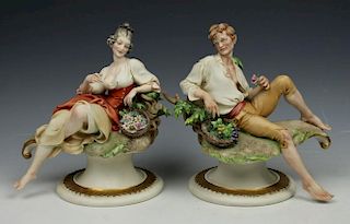 Capodimonte Giuseppe Cappe 2 figurines "Peasant Man and Woman"