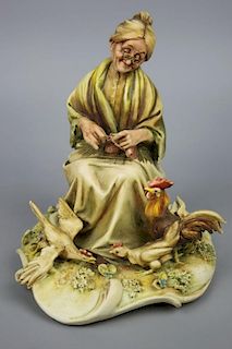 Capodimonte Antonio Borsato Figurine "Old Woman Knitting"