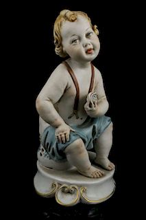 Capodimonte Tiche Galletti Figurine Baby Boy on Pot