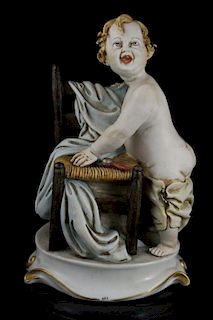 Capodimonte Tiche Galletti Figurine Baby Boy with Chair