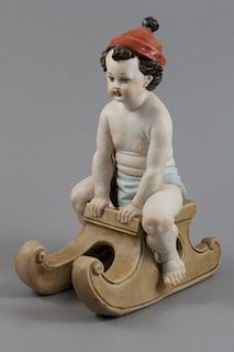 Capodimonte Tiche Tosca Figurine Boy on Sledge