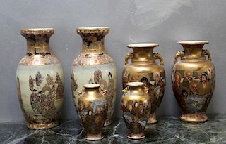 Lot Of Assorted Signed Satsuma Porcelain Vases.