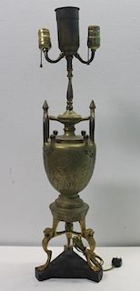 Antique Gilt Metal Urn Form Lamp