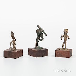 Three Figurative Brass Akan Goldweights