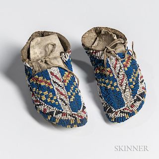 Pair of Plains Beaded Child's Moccasins