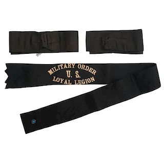 Military Order of the Loyal Legion of the United States Sash with Armbands of Brevet Brigadier General James A. Ekin Family