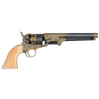 Contemporary Engraved Gold Inlaid Colt 1851 Navy Percussion Revolver