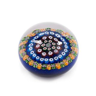 * Attributed to Paul Ysart, (Spanish, 1904-1991), a concentric millefiori blue-ground paperweight