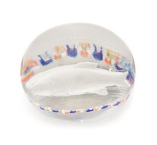 * Saint-Louis, France, a garlanded sulphide fish paperweight