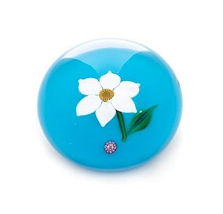 * Saint-Louis, France, a white narcissus on blue color ground paperweight