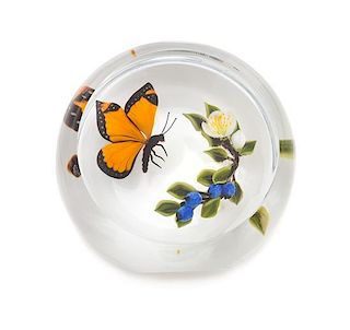 * Victor Trabucco, (American), a magnum upright butterfly paperweight, 1999