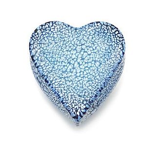 * Andrew Fote, (American), a blue cobblestone heart paperweight