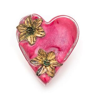 * Andrew Fote, (American), Heart in Blossom paperweight