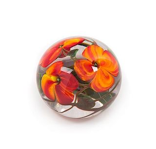* Richard Olma, (American), a floral paperweight, 1983