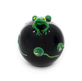 * Correia Art Glass, Fountain Valley, California, a frog paperweight
