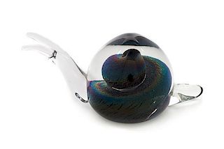 * An FM Konstglas Marcolin Crystal Dichroic Crystal Snail Paperweight Length 6 3/4 inches