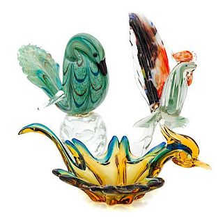 Three Murano Glass Figures Height of tallest 9 3/4 inches