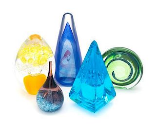 * A Group of Five Glass Articles Height of tallest 6 1/4 inches