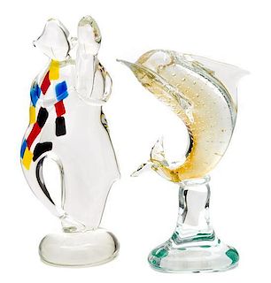 Two Murano Glass Sculptures Height of taller: 13 1/2 inches