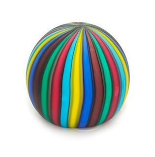 * An Italian Frosted Multicolored Paperweight Diameter 3 inches