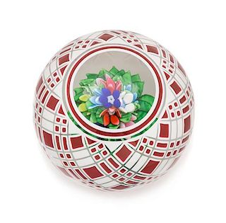 * A Red-Over-White Gingham Paperweight Diameter 3 1/2 inches