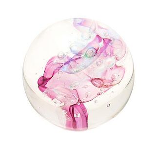 * A Dichroic Veils and Bubbles Magnum Paperweight Diameter 5 1/4 inches