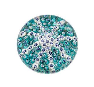 Clichy, France, 19TH CENTURY, a blue and white spokes paperweight