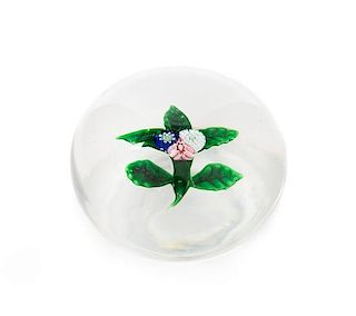 * Clichy, France, 19TH CENTURY, a three-flower nosegay paperweight
