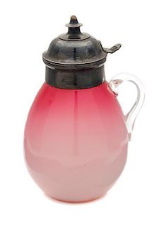 New England Glass Company, 19TH CENTURY, (1818-1878), a glossy peachblow syrup pitcher