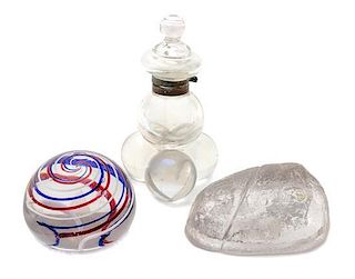 * New England Glass Company, 19TH CENTURY, (1818-1878), a sandwich ink bottle and cover and sandwich pyramid paperweight