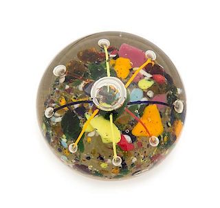 * A Bohemian Glass Paperweight Diameter 3 1/4 inches