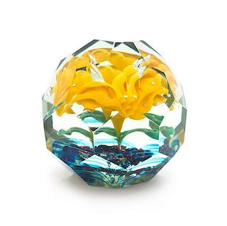 * A Bohemian Glass Paperweight Height 3 3/4 inches