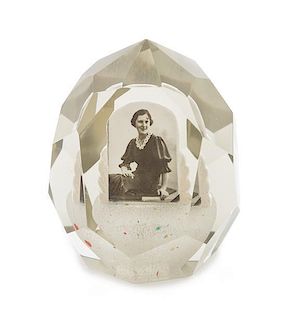 * A Bohemian Photo Sulphide Paperweight Height 4 1/2 inches
