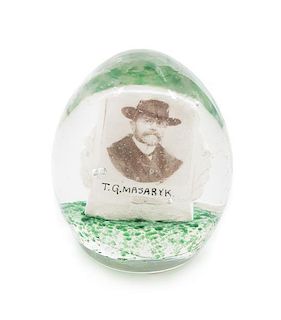 * An Antique Czech Remembrance Paperweight, T. G. Masaryk Height 1 inches