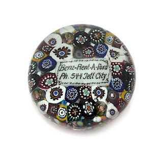 * An Antique American Jeff City Paperweight Diameter 2 3/4 inches