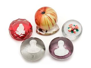 * A Miscellaneous Group of Four Paperweights Diameter of largest 2 3/4 inches